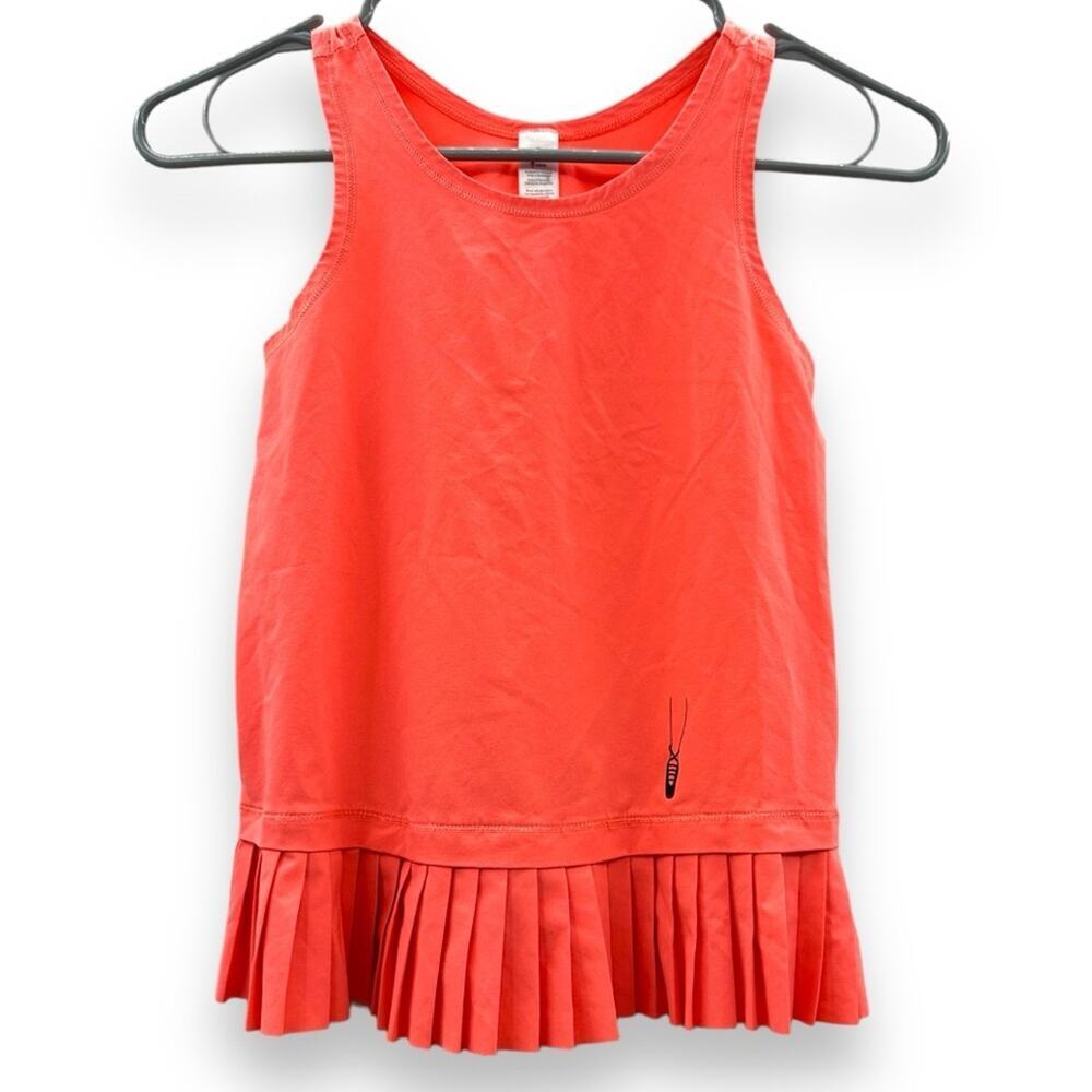 Lululemon Ivivva Coral Sleeveless Pleated Irish Dance School Logo Tank Top Sz 8
